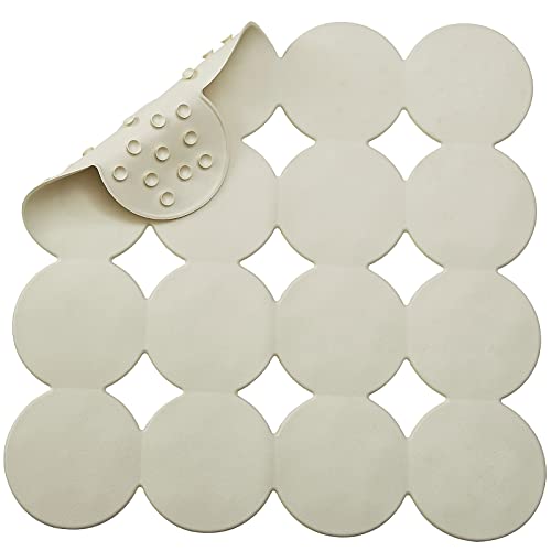 Webos Anti Slip Shower Mat: Natrul Rubber Non Slip Bath Mat For Tub With Strong Suction Cups Bathtub & Tub Mats For Elderly And Kids Bathroom Square Shower Floor Stall Matt (Beige, 21X21) #TOP5