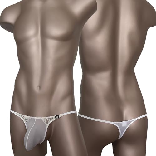 Gogobear Mens Colorblocked Lace G-String Thong Sexy Low Rise Bulge Pouch Bikini Briefs Underwear2