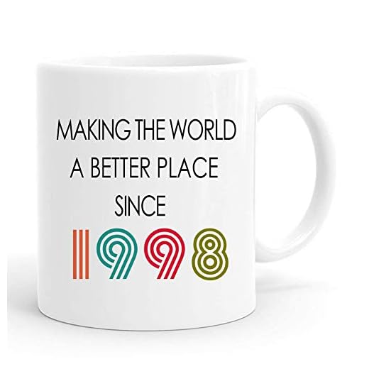 Making The Word A Better Place Since 1998 Taza, 22o regalo de cumpleaños para hombres, divertido regalo de cumpleaños de 22 años 1998 Tazas de café de 11 onzas para él, amigo, papá, hermano, esposo, a