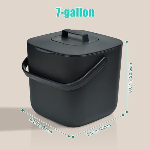 Caneca de compostaje de 7 litros con tapa gris miniatura 7