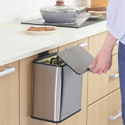 Caneca de basura metálica pequeña 7.2L para colgar puerta miniatura 4