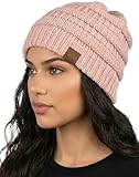 Funky Junque Skull Cap Beanie for Women – Womens Winter Hat Slouchy Style, Warm Soft Unisex Knit Hats, Trendy Beanies for Ladies, Mens Toboggan Cold Weather - Indi Pink