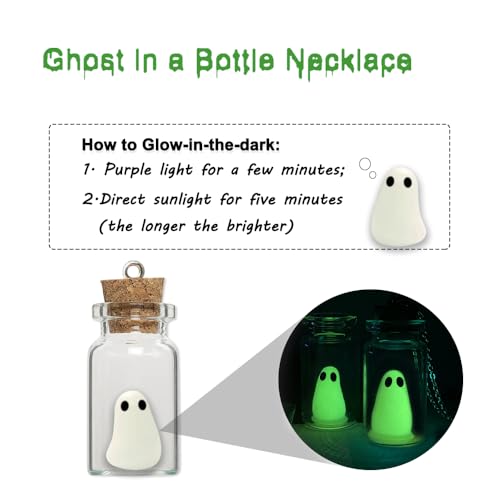 Ghost in A Bottle Pendant Necklace,Glow In The Dark Ghost Necklace The Adopt A Ghost Necklace Halloween Jewelry for Women and Men3