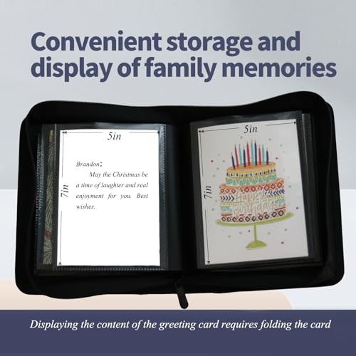 Image of greeting card book organizer,christmas card photo album,birthday card organizer binder,for greeting card box keepsake storage and display,holds 84 cards (pink)