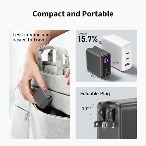 Image of 140W MAX USB C Charger | 3-Port Fast Charging Station (2xUSB-C PD3.1 + USB-A QC3.0) | Intuitive Touch Controls, for for MacBook, iPhone 17 /16 Series, Samsung Galaxy, Pixel and More