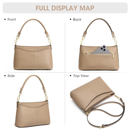 Image of Kattee Genuine Leather Crossbody Bags for Women Small Shoulder Purse Handbags with 2 Detachable Straps 6 Card Slots