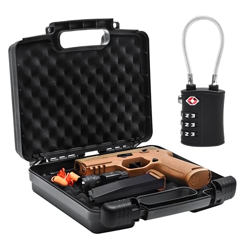 Kinghardcase 9mm Gun Case Lockable, TSA Approved Firearm Travel Case with 1 TSA Lock, Pistol Case Hard Shell, Gun Safe for Handgun, Pistol, Revolver - Shockproof Gun Storage 10.3 x 8.8 x 3 inch by Kinghardcase - Used condition - US$18.51
