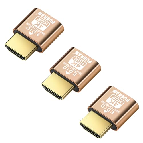 FUERAN New 4K HDR HDMI Dummy Plug,4K@60Hz、1440P@120/144Hz、1080P@120/144/240Hz，edid Emulator Virtual Display Adapter,hdmi Headless Adapter(4K60Hz-3P-(1080default))