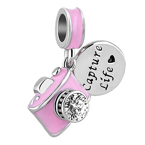 Abalorio de cámara vintage duradero sin gemas compatible con pulseras Pandora