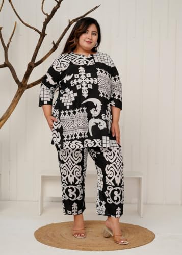 Image of Cord Set for Women Cotton |Plus Size A Line Kurta Set Stylish | Ethnic Dress Kurti Sets | Printed Dresses for Woman | Long Sleeves