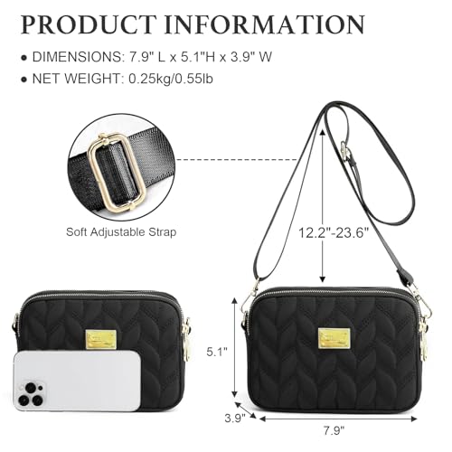 WITERY Small Crossboby Purse for Women - Waterproof Nylon Crossbody Phone Purse Shoulder Bag with Adjustable Strap3