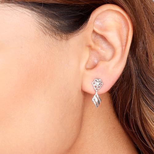 Image of GIVA 925 Silver Floral Twist Earrings| Drops to Gift Women & Girls | With Certificate of Authenticity and 925 Stamp | 6 Months Warranty*