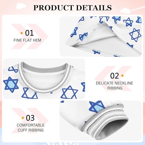 David Star Jewish Traditional Girl Dress Pullover Crewneck Sweatshirts Christmas Outfits for Toddler Girls3