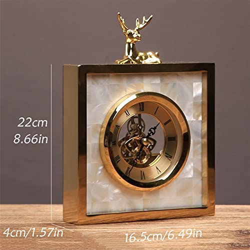 Reloj de mesa cuadrado moderno analógico de 6,49 pulgadas con esfera decorativa de concha 3