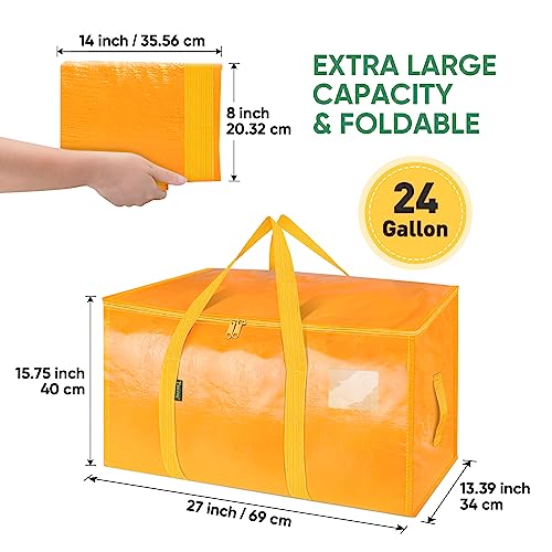 Image of BALEINE 4-Pack Oversized Moving Bags with Reinforced Handles, Heavy-Duty Storage Tote for Clothes, Moving Supplies (Light Yellow, 4-Pack)