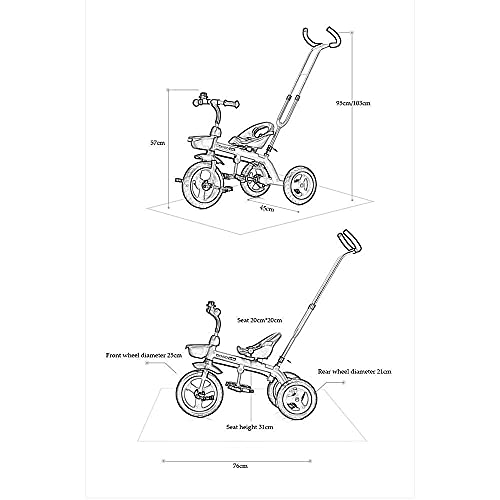 Tricycle Trike Kinderdreirad Triple, 25 Jahre altes Dreirad, ABS-Klapppedale, Körbe, Zweipunktgurt, stoßdämpfendes Rad… – Bild 3