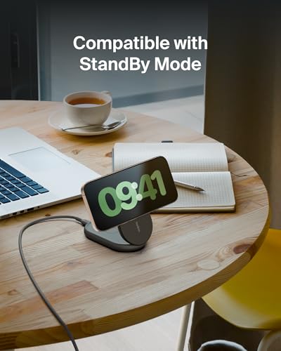 Image of Belkin MagSafe Qi2 Wireless Charger | 2-in-1 Magnetic Foldable 15W | Fast Charger for iPhone 16, 15, 14, 13, 12 | Charging Station with Non-Slip Base | PSU Included | Black