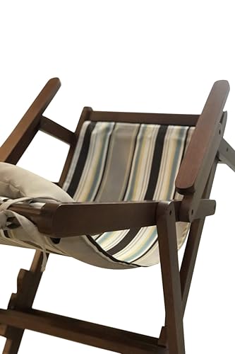 Image of Bunny Bear Premium Wooden Easy Chair | Unshakeable Solid Hardwood Folding Lounge Chair | 3-Position Adjustable | Pre-Assembled with Cushion & Headrest | Indoor Outdoor Relax Chair