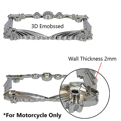 TC Sportline LPF248-C Universal 3D Indian Chief Handle Bar Chrome Motorcycle License Plate Frame