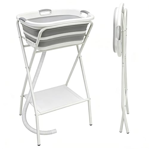 kunigoner Collapsible Dog Bathtub with Stand, Portable Pet Grooming Tub Washing Stand for Puppy, Small Dogs
