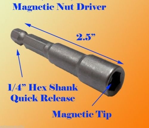 Pack Of 3 2.5" Magnetic Nut Driver Setter Rapid Load Hex Shank 7/16" 1/2" 9/16 For Dewalt Makita Milwaukee Craftsman #TOP4