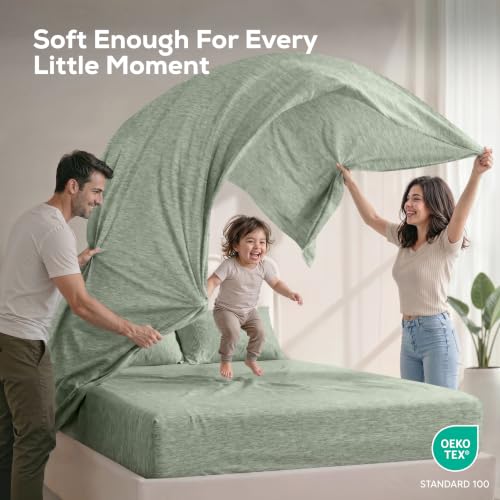 Image of Utopia Bedding California King Size Sheet Set - 4 Piece Bed Sheets, Soft and Breathable Microfiber, Includes 1 Fitted Sheet, 1 Flat Sheet and 2 Pillowcases - Oeko Tex (Heather Sage)