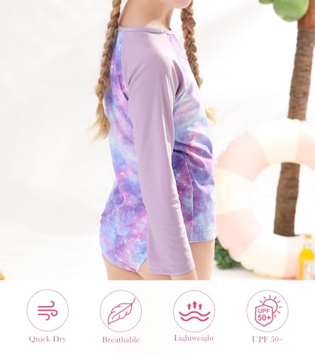 Vogseek 7-13T Girls 3pcs Bikini Swimwear with Long Sleeve Rashguard Shirts Quick Dry Swimsuits UPF 50+ Bathing Suits4