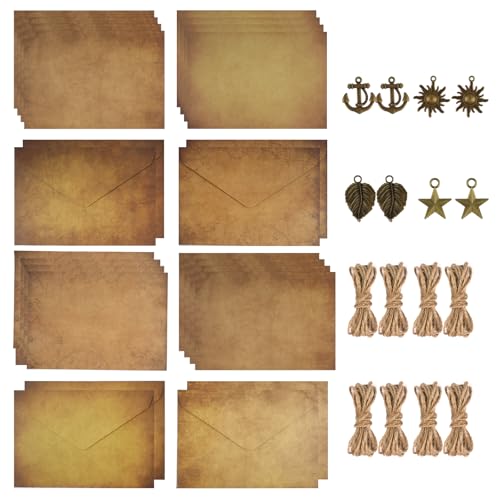 40 Stück Briefpapier mit Umschlag, Set Vintage Briefpapier mit 8...