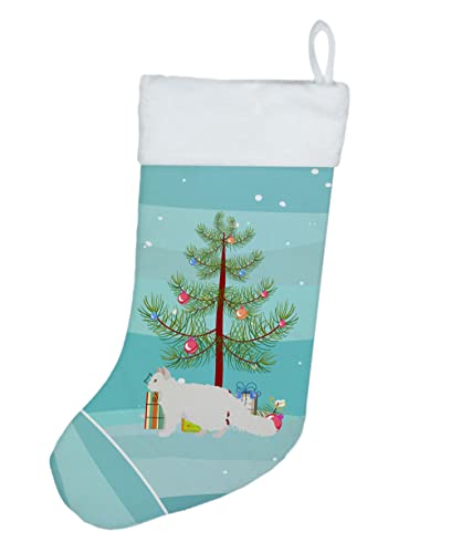 Caroline's Treasures CK4669CS Oregon Rex #2 Cat Merry Christmas Christmas Stocking Fireplace Hanging Stockings Christmas Season Party Decor Family Holiday Decorations