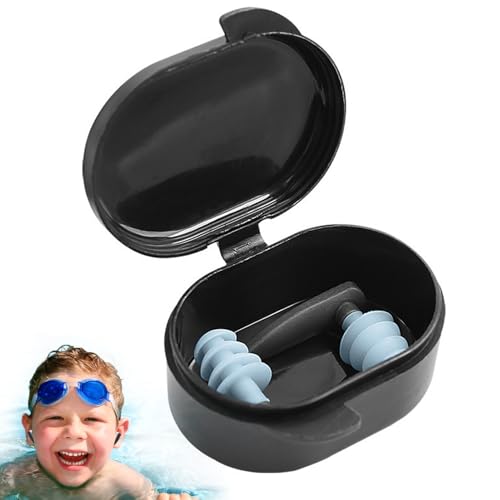 Tapones para los oídos de natación - Tapones para los oídos de silicona impermeables, cómodos para adultos | Diseño de sellado de 4 capas, bloqueadores de ruido reutilizables para ducharse, nadar