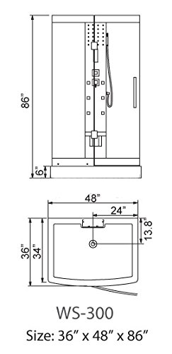 ARIEL WS-300 Steam Shower with Body Massage Jets
