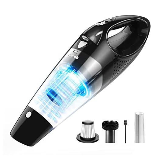 Powools Handheld Vacuum Cordless Rechargeable with 2 Filters by VacLife - Car Vacuum Cleaner High Power with Fast Charge Tech, Portable Vacuum, Lightweight Hand Vac with LED Light, Silver (PL8188)
