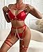 Myilewjt Women's Exotic Lingerie Sets Sexy Leather Rave Outfits Babydoll Garter with Chains Red XX-Large
