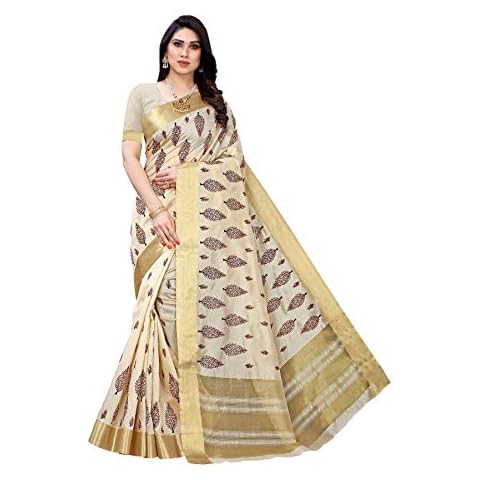 Peegli Saree Indischer Frauen Creme Gewebter Sari Baumwoll Polyester Seide Sari Cover