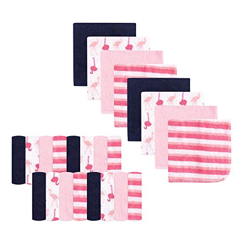 Image of Luvable Friends Unisex Baby Super Soft Bundle Washcloths, Flamingo, One Size