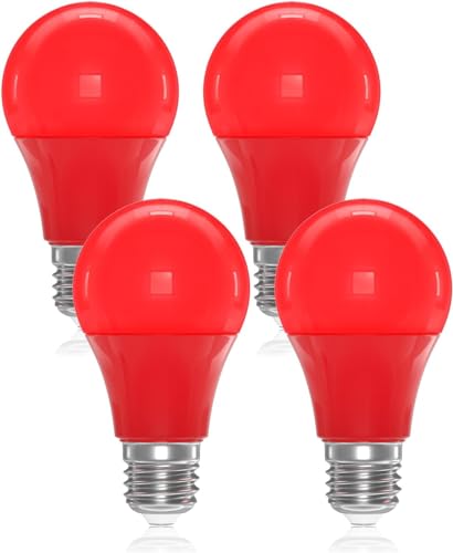 DoRight Röda LED-lampor 9W E27, A60/A19 färgglad glödlampa E27 röd glödlampa, 60W motsvarande glödlampa, inte graderbar för hem, fest, bar, juldekoration belysning