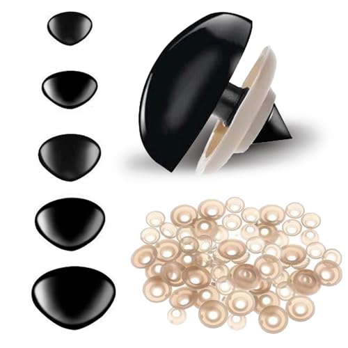 Zcbzbn 25 Stück Sicherheitsnasen für Häkeltiere 15-30 mm Schwarze Plastiknasen mit Unterlegscheiben für Plüschtiere Puppen Amigurumi DIY Bastelprojekte in 5 Größen