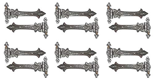 Image of Adonai Hardware Adonijah Antique Cast Iron Strap T Hinge (7.9 inch x 12 Pack, Natural Iron Unlacquered) for Barn Doors, Gates, Kitchen Cabinets, Sheds, Wooden Box, Furniture, Cedar Chest and Trunks