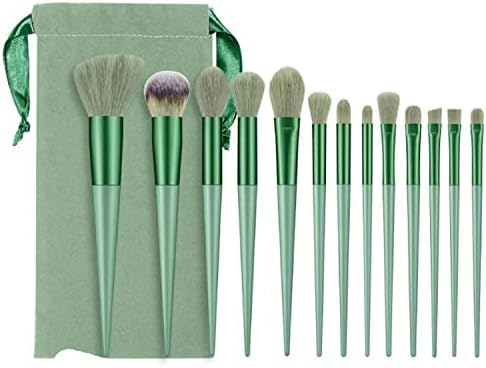 13PCS Makeup Brushes with Make up Tool Kit Bag, Soft Cosmetic Brush, Dense Foundation Make-up Brush, Multifunctional Beauty Tools (Green)