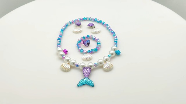 Set Gioielli Sirena Per Bambine - Collana, Bracciale, Borsetta E Accessori