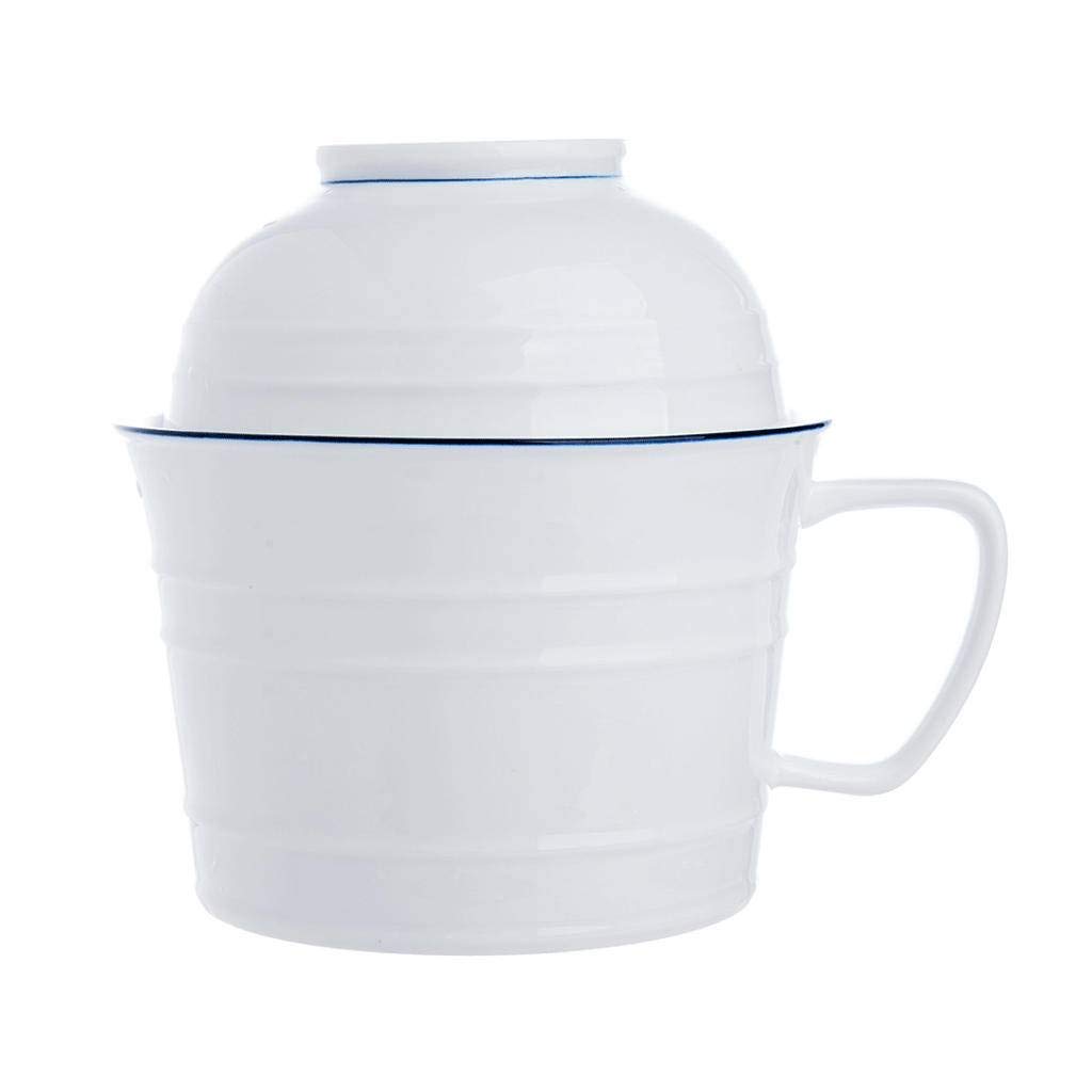 Suppenteller Schalen mit Griff Instant Nudeln Oberfläche mit Deckel Keramik Student Wohnheim Zimmer Big Adult Japanisch-Stil Weiß-980ML