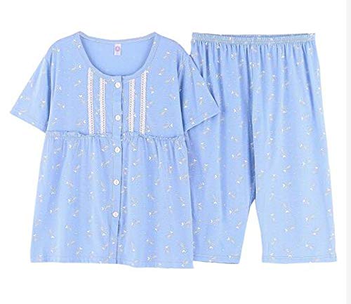Summer Short Sleeve Sleepwear Cotton Pajama Sets Female Home Clothing Plus Size Pyjamas,8622B,XL