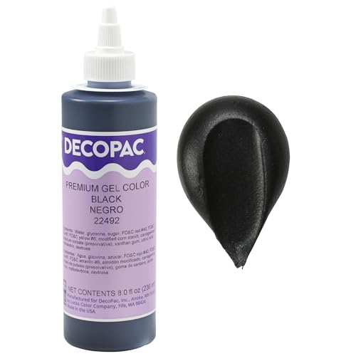 DecoPac Premium Gel Alimentos Colorante | Coloración de Alimentos Negro para Hornear | 8 oz | Crema de Mantequilla de Color, Fondant, Frosting & Piping Gel, Seguro Alimentario, Gel altamente