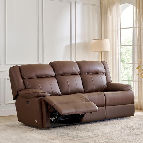 Image of Home Centre | Torino Faux Leather 3-Seater Electric Recliner | Recliner Sofa for Living Room | Solid Wood | Brown | 2 Year Warranty