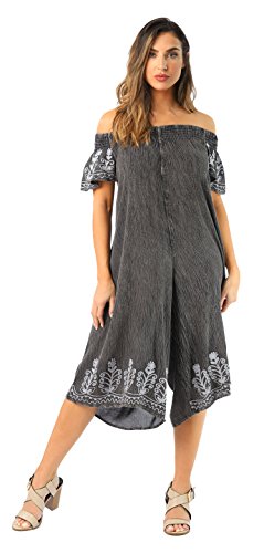 Preisvergleich Produktbild Riviera Sun Damen Schulterfrei bestickter Jumpsuit - Grau - Mittel