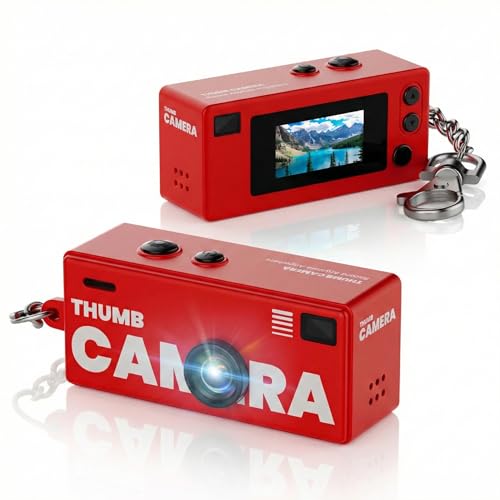 Image of Jumbao G6 Keychain Digital Camera - Mini Digicam with 1080P Video & 0.96 inch LCD Screen, Retro Film Simulation Style, 130 Wide Angle Bag Charm Camera for Beginners Teens and Adults (Red)