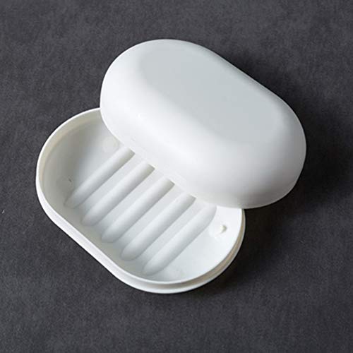 KMOCEPLY Porte-savon portable de voyage avec couvercle, boîte à savon de douche en plastique (blanc)