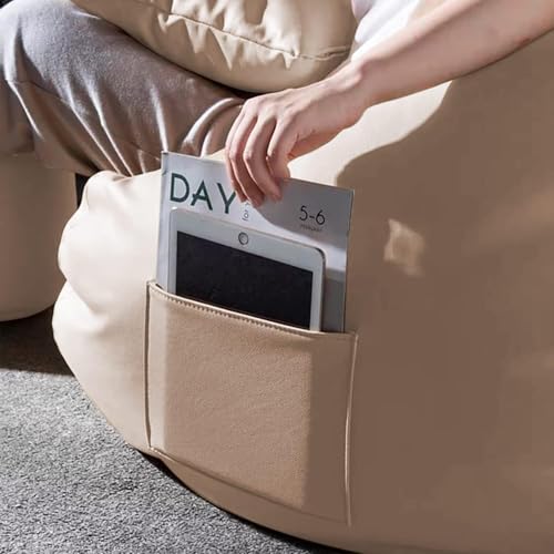 Image of IVIKA 3XL Bean Bag with Beans Filled | Gaming Chair | Premium Leatherette, Double Stitching | for Lounge & Bedroom | (3XL - Beige)