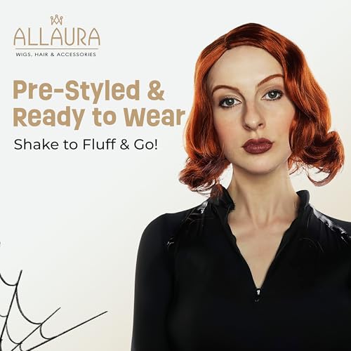 Image of ALLAURA Compatible with Dana Scully Costumes | Avenging Widow Wig Costume For Women Dana ScullyWig Cosplay Red Wigs Auburn Chess Queen GingerWig Widow Costume - Fit also for Hero Widow Natasha, Delia