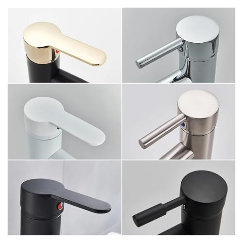 Robinet d'évier de salle de bains à trou mitigeur eau noire et or compact - 6